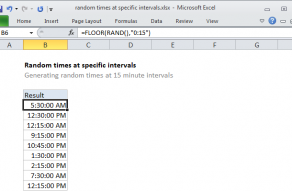 Excel formula: Random times at specific intervals