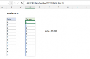 Excel formula: Random sort