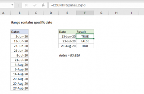 Excel formula: Range contains specific date