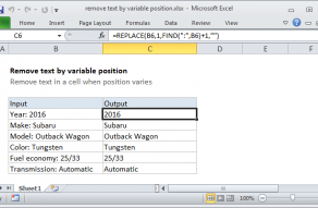 Excel formula: Remove text by variable position