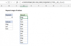 Excel formula: Repeat range of values