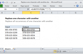 Excel formula: Replace one character with another