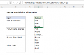 Excel formula: Replace one delimiter with another