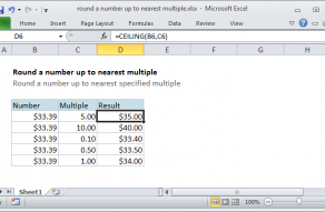 Excel formula: Round a number up to nearest multiple