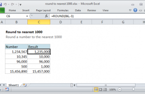Excel formula: Round to nearest 1000