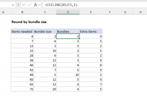 Excel formula: Round by bundle size