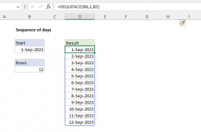 Excel formula: Sequence of days