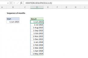 Excel formula: Sequence of months