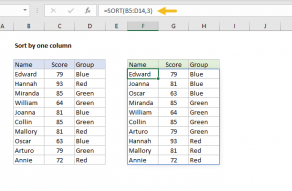 Excel formula: Sort by one column