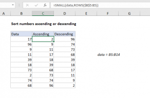 Excel formula: Sort numbers ascending or descending