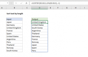 Excel formula: Sort text by length