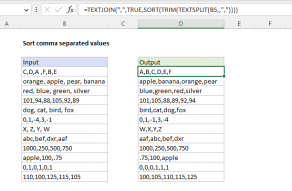 Excel formula: Sort comma separated values