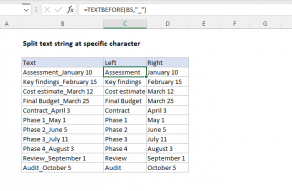 Excel formula: Split text string at specific character