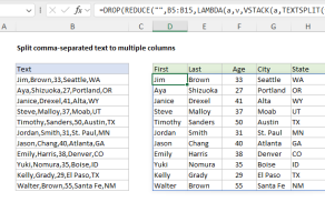 Excel formula: Split comma-separated values to multiple columns
