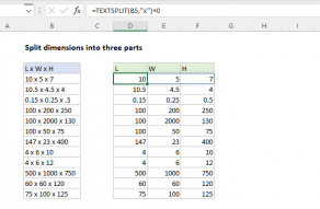 Excel formula: Split dimensions into three parts