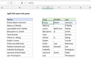 Excel formula: Split full name into parts
