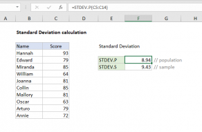 Excel formula: Standard deviation calculation