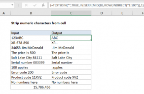 Excel formula: Strip numeric characters from cell