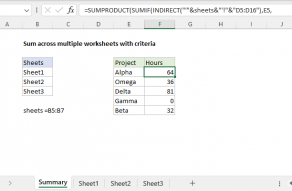Excel formula: Sum across multiple worksheets with criteria