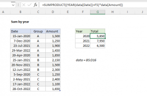 Excel formula: Sum by year