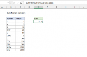 Excel formula: Sum Roman numbers