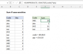 Excel formula: Sum if case-sensitive