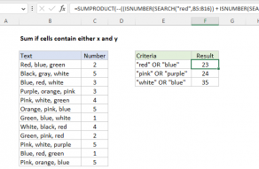 Excel formula: Sum if cells contain either x or y