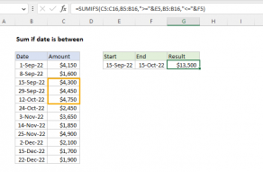 Excel formula: Sum if date is between