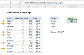 Excel formula: Sum if one of many things