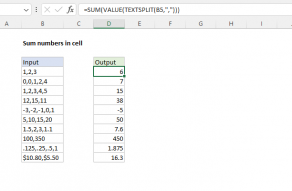 Excel formula: Sum numbers in single cell