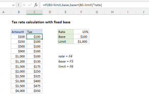 Excel formula: Tax rate calculation with fixed base