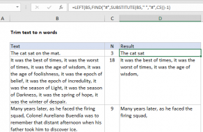 Excel formula: Trim text to n words