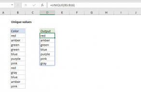 Excel formula: Unique values