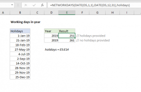 Excel formula: Working days in year