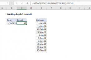 Excel formula: Working days left in month