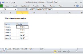 Excel formula: Worksheet name exists