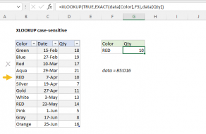 Excel formula: XLOOKUP case-sensitive 