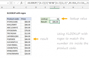 Excel formula: XLOOKUP with regex match