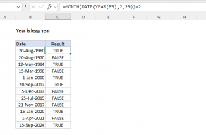 Excel formula: Year is a leap year