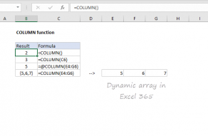 Excel COLUMN function