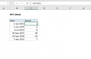 Excel DAY function