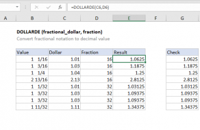 Excel DOLLARDE function