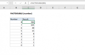 Excel FACTDOUBLE function