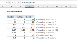 Excel CEILING function