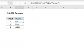 Excel CHOOSE function