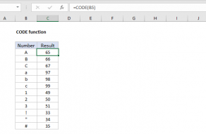 Excel CODE function