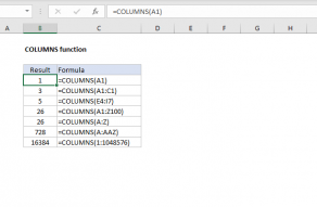 Excel COLUMNS function