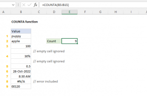 Excel COUNTA function