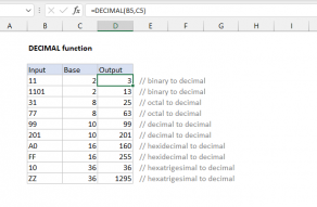 Excel DECIMAL function