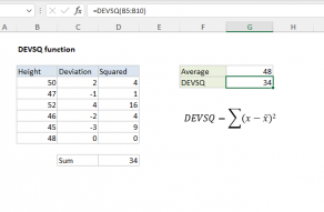 Excel DEVSQ function